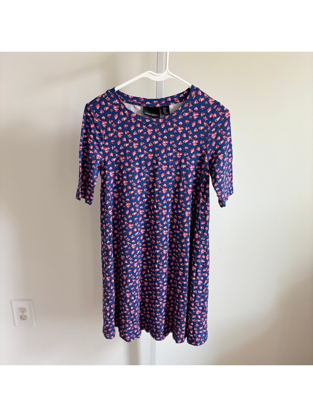 Cynthia Rowley NWT Women's Blue Pink Floral Knit Short Sleeve Dress Size XS